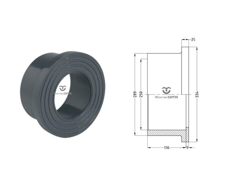Бурт под фланец с зубчатой поверхностью PVC-U PN16 FC