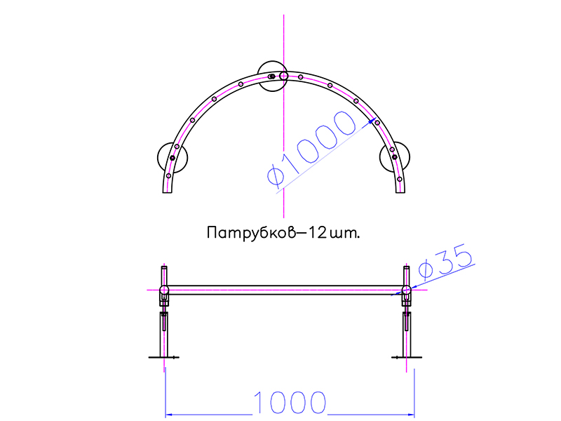 Фонтанное полукольцо FC-ХN-1000мм-2