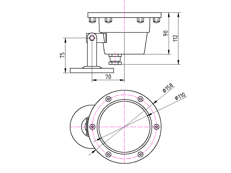 Подводный светодиодный светильник LP G 150/3/9 RN AISI 304-4