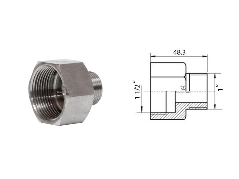 Футорка обратная FC AISI 304 (нар./внутр.) (1" x 1 1/2")
