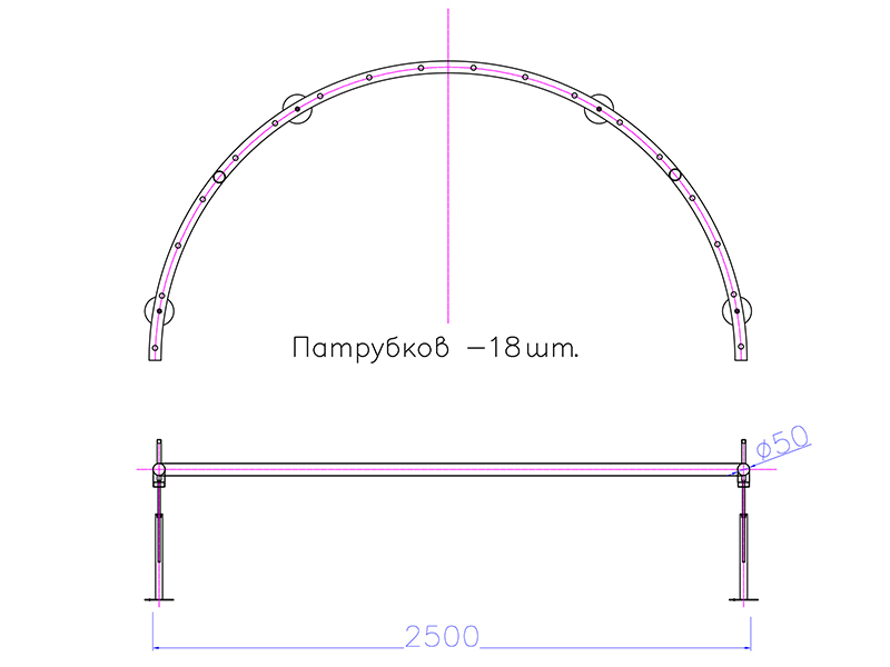 Фонтанное полукольцо FC-ХN-2500мм (50, 18, 2)
