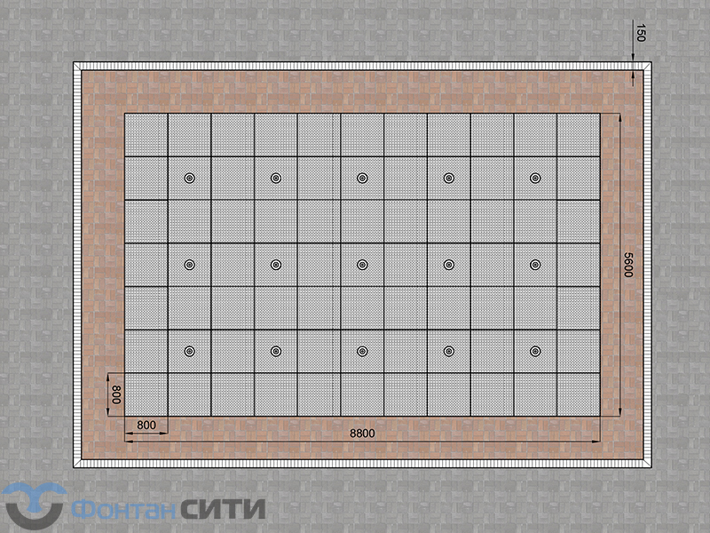 Пешеходный фонтан FC 5600х8800 (с погружными насосами)_5
