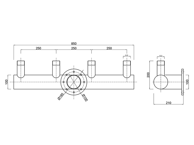 Распределитель потока воды FC угловой 840мм-2