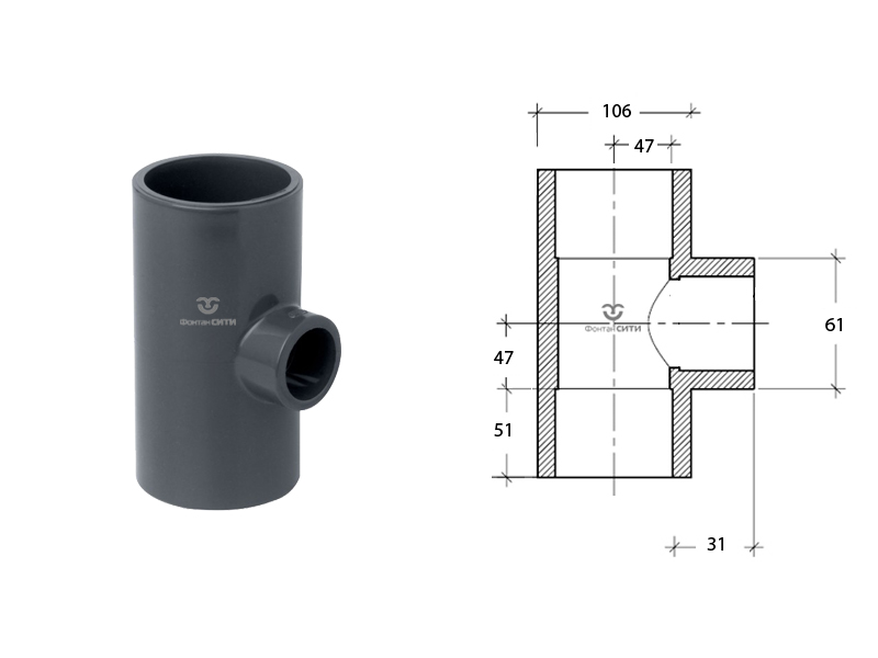 Тройник 90° редукционный-8