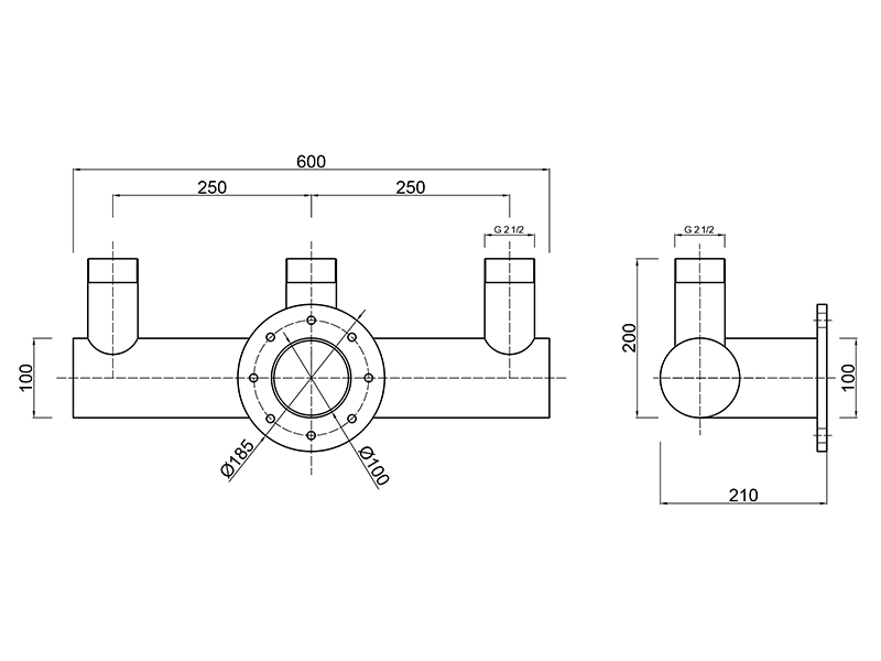 Распределитель потока FC угловой 600мм (2 1/2")