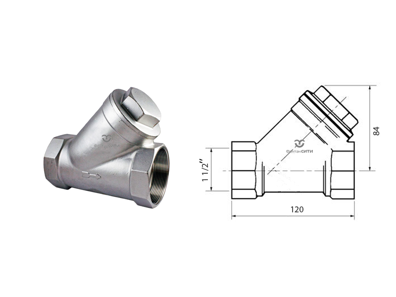 Фильтр угловой муфтовый FC AISI 304 (1 1/2")