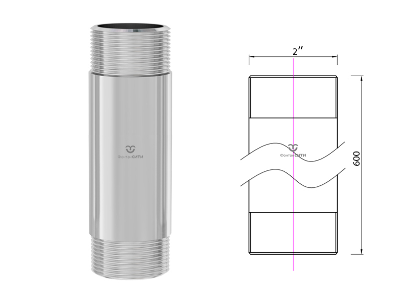Удлинитель стойки фонтанной насадки 600 мм.-3