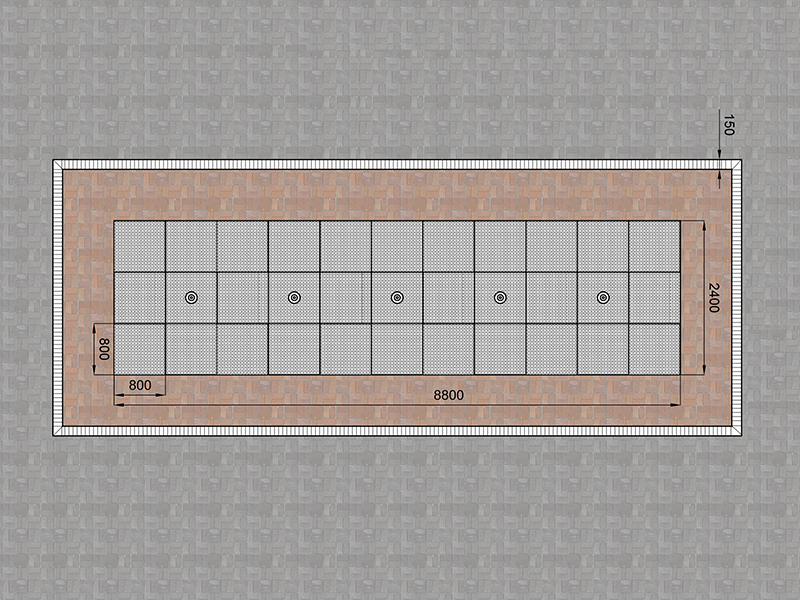 Пешеходный фонтан FC 2400х8800 (с погружными насосами)-5