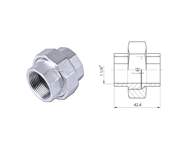 Муфта разборная американка FC AISI 304 (внутр./внутр.)-2