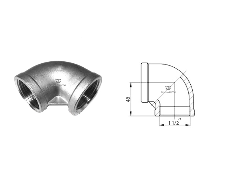 Отвод FC 90° AISI 304 (внутр./внутр.) (1 1/2")