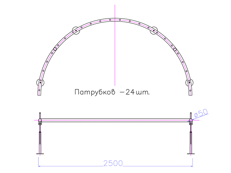 Фонтанное полукольцо FC-ХN-2500мм-2