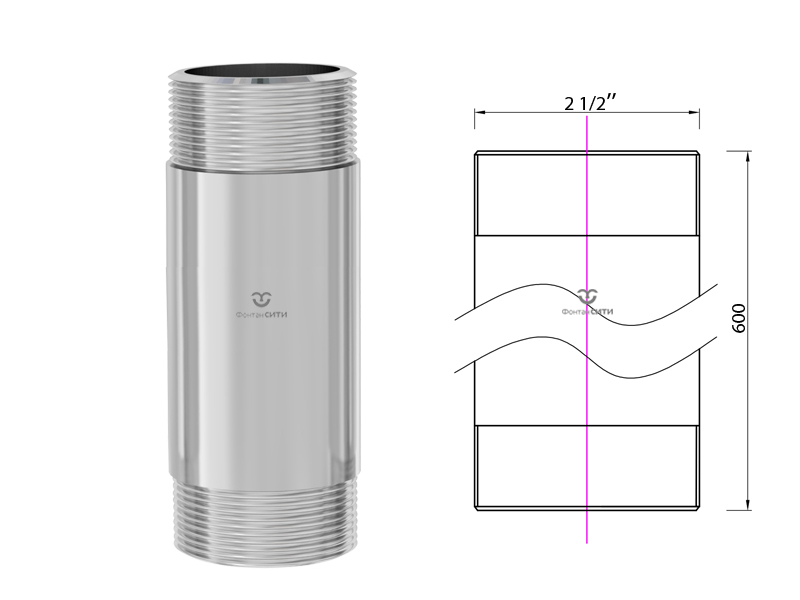 Удлинитель стойки фонтанной насадки 600 мм.-2
