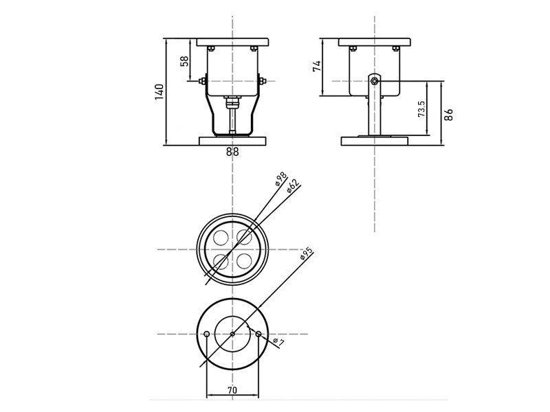 Подводный светильник LP G70 RGBW 12-24V AISI 304-3