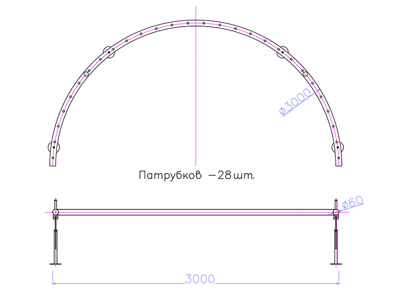 Фонтанное полукольцо FC-ХN-3000мм-2