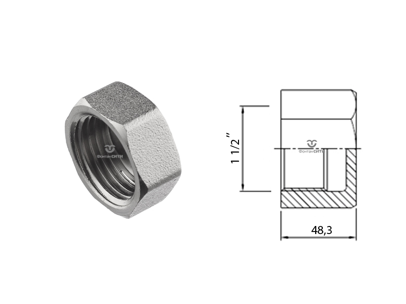 Заглушка FC 6-тигранная AISI 304 (внутр.) (1 1/2")