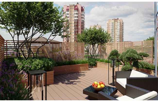 Сад на крыше бизнес-центра, изображение