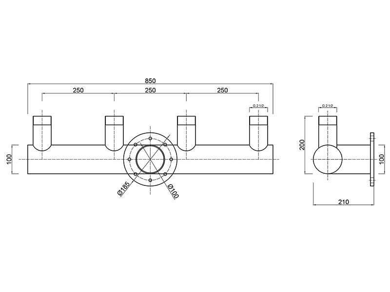 Распределитель потока FC угловой 840мм (2 1/2")