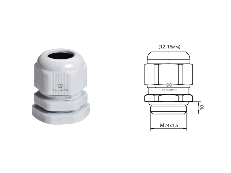 Кабельный ввод FC-М24 пластик (L резьбы 10 мм.) (12-16)