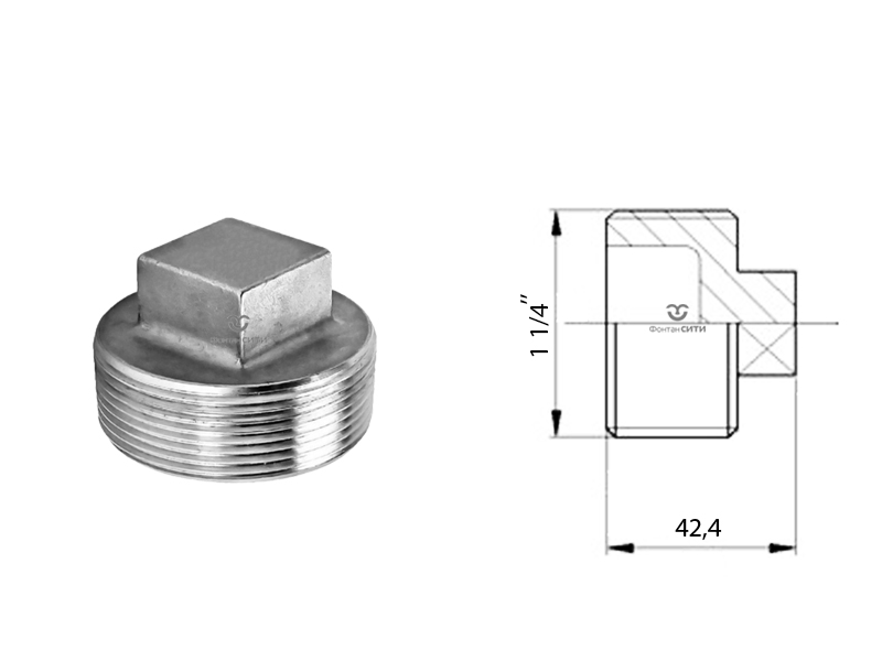 Заглушка FC 4-хгранная AISI 304 (внутр.)-2