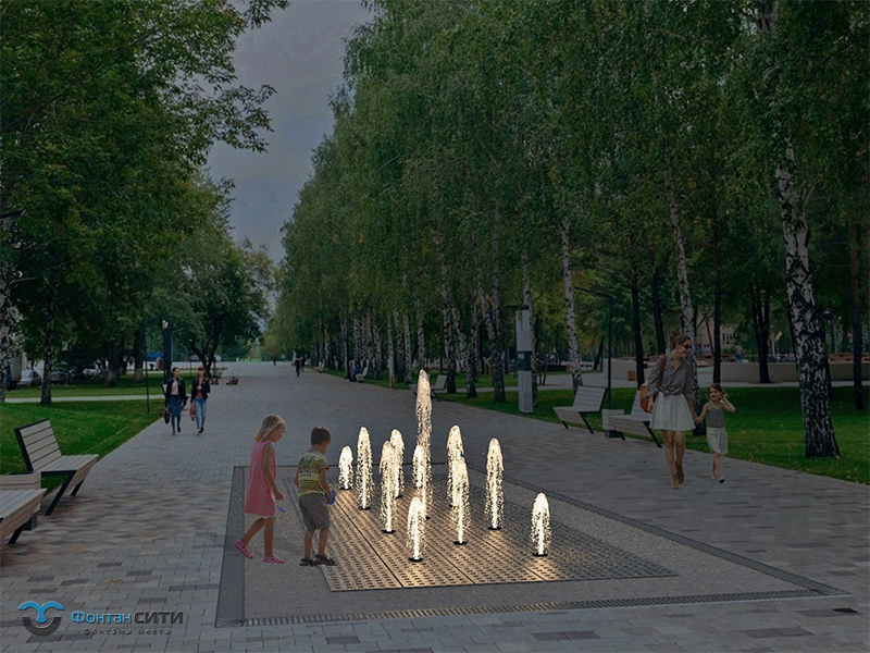 Пешеходный фонтан FC 4000х7200 (с погружными насосами)