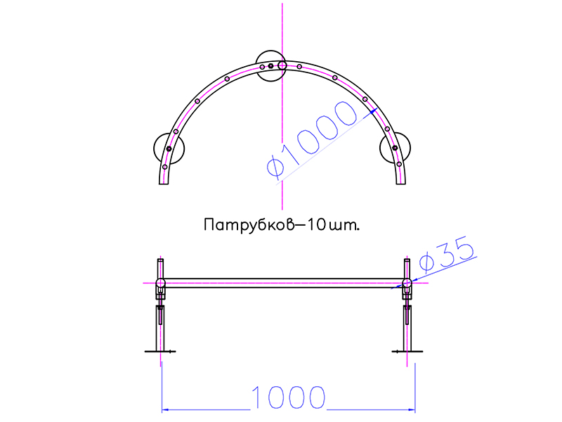 Фонтанное полукольцо FC-ХN-1000мм (35, 10, 1)