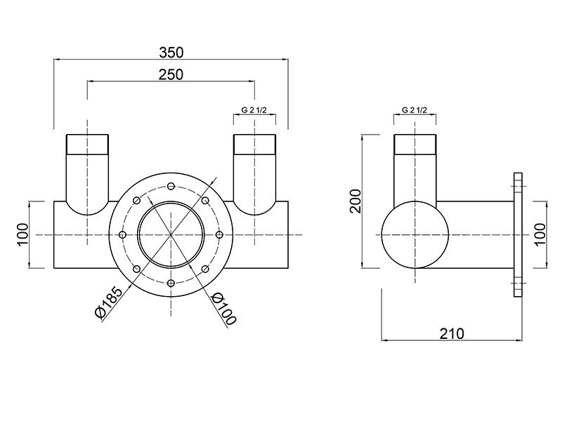 Распределитель потока FC угловой 350мм (2 1/2")