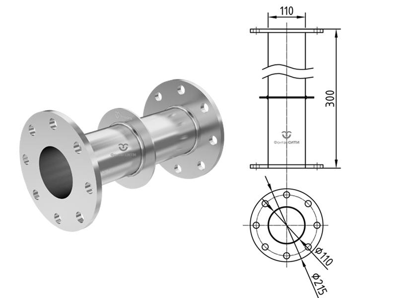 Стеновой проход прямой FC 300 (фланец) (110)