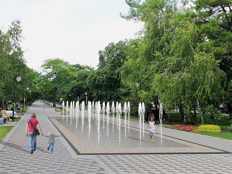 Пешеходный фонтан FC 7200х12000 (с погружными насосами)-1