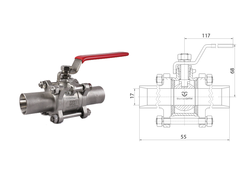Кран шаровой приварной FC AISI 304-1