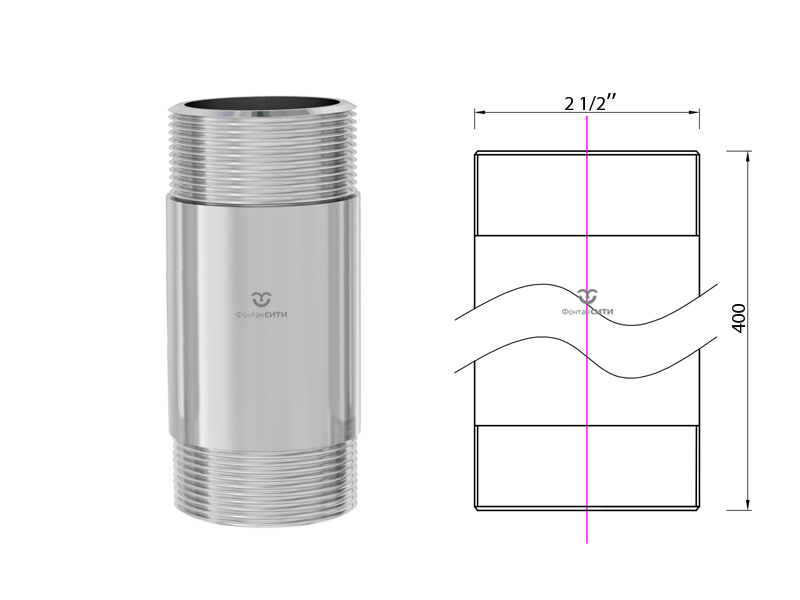 Удлинитель стойки фонтанной насадки 400 мм.-2