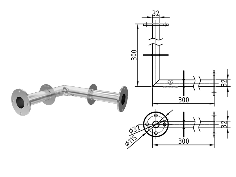 Стеновой проход угловой FC 90° 300x300 (фланец)-1