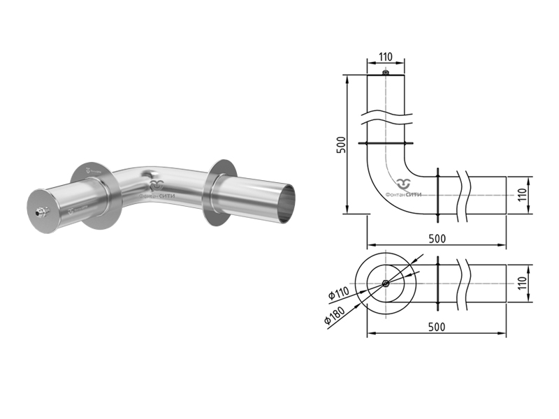 Кабельный проход угловой R90 FS 500 (110, 1)