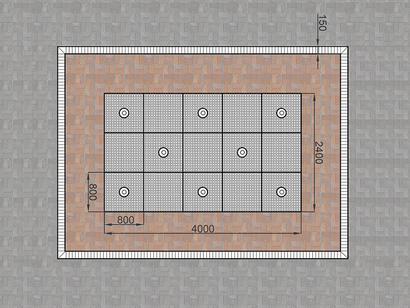 Пешеходный фонтан FC 2400х4000 (с погружными насосами)-5