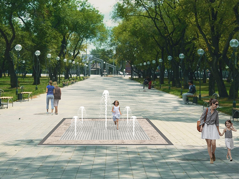 Пешеходный фонтан FC 2400х2400 (с погружными насосами)-1