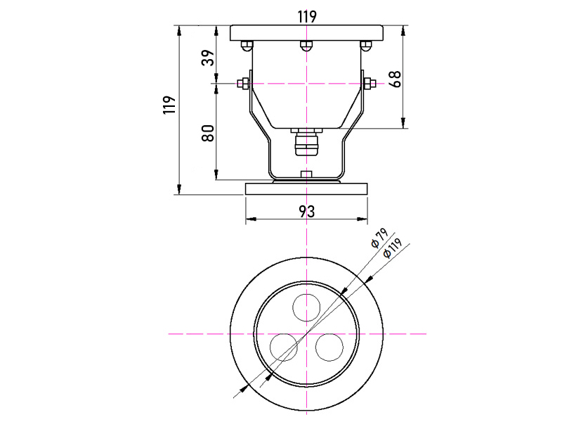 Подводный светильник LP G80 RGBW 12-24V AISI 304-3
