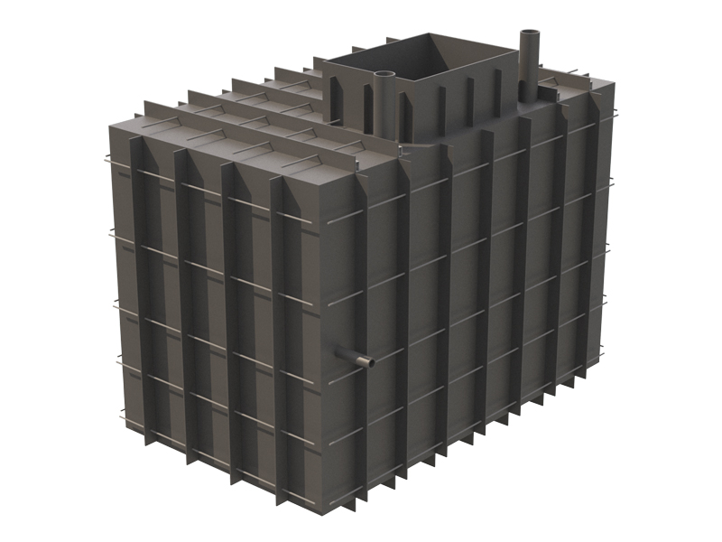 Готовый полипропиленовый бункер для технического помещения 3000х1800х2100 мм. ( без люка)