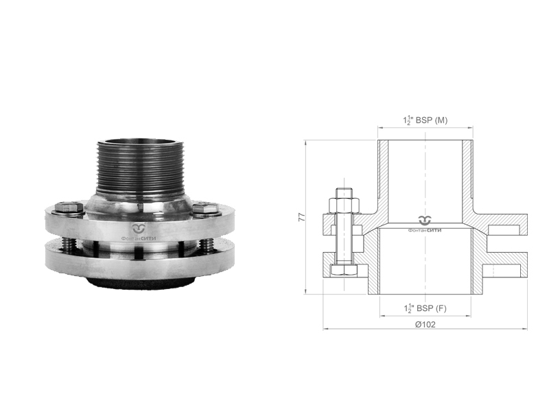 Шарнирное соединение FC AISI 304 (нар./внутр.) (1.1/2")