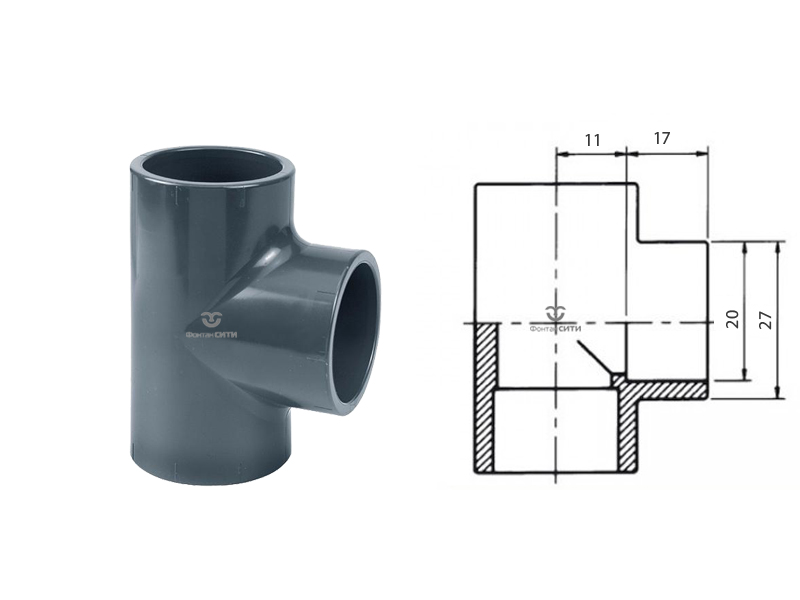 Гладкий тройник 90°-2