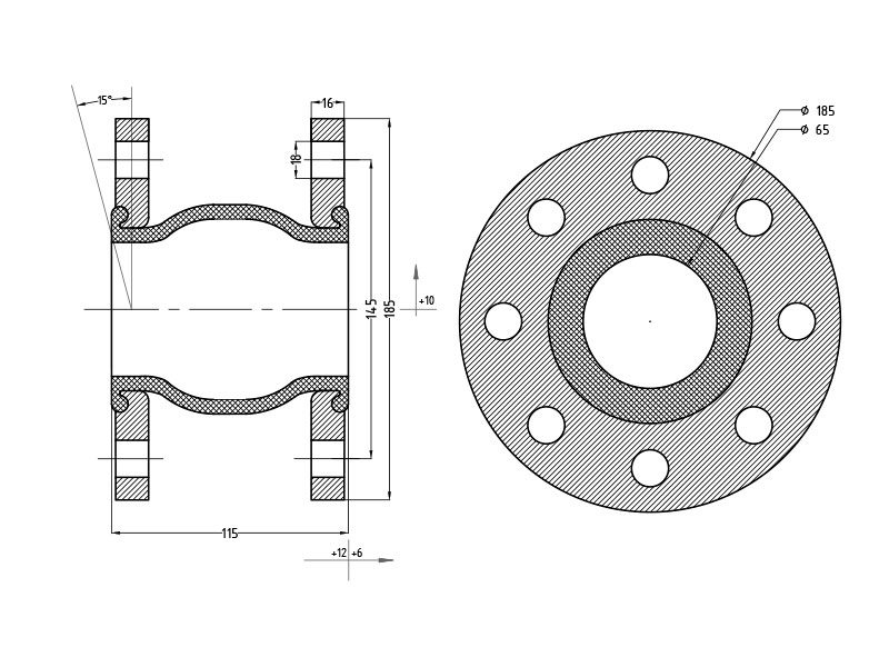 Резиновый компенсатор nbr, фланцевый