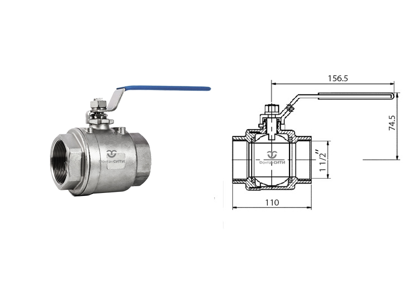 Кран шаровой муфтовый FC AISI 304 (1 1/2")