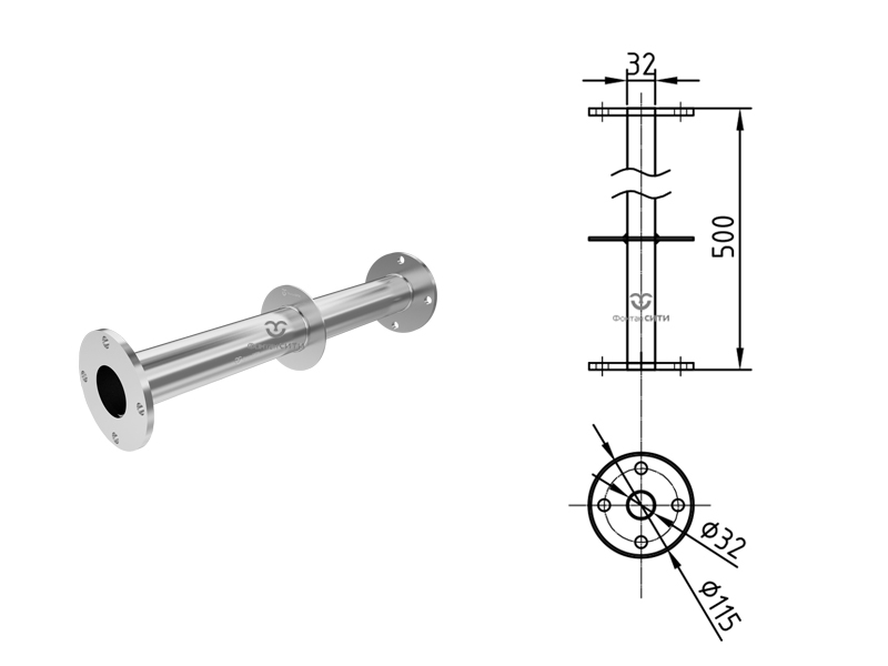 Стеновой проход прямой FC 500 (фланец)-1