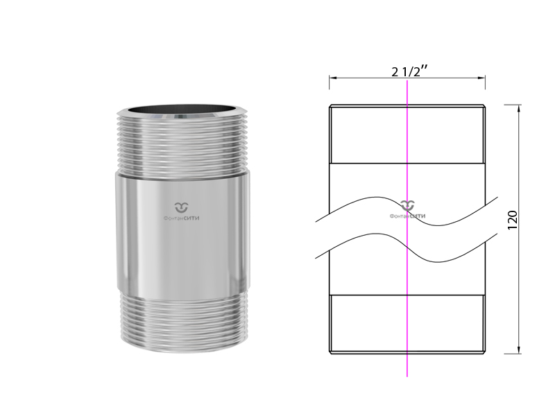 Удлинитель стойки фонтанной насадки 120 мм.-2
