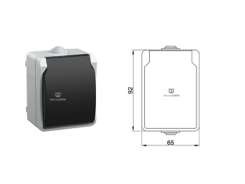 Розетка наружная с заземлением с крышкой IP54, изображение