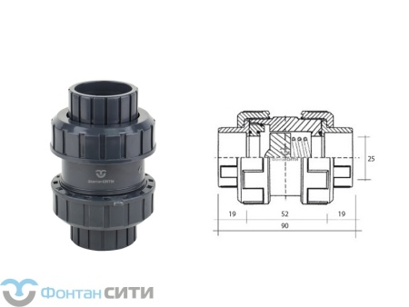 Обратный клапан пружина с покрытием PTFE PN16 FC (25)